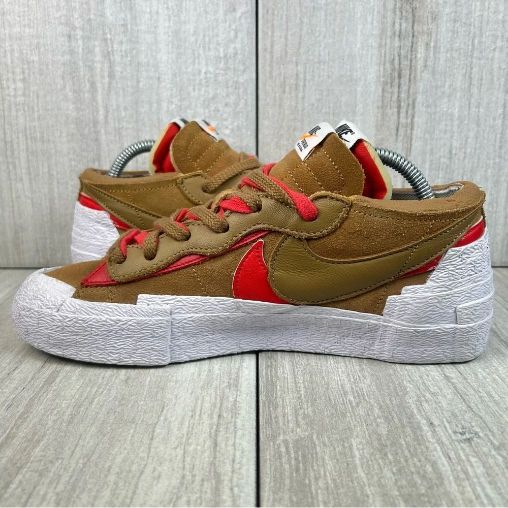 Nike Sacai Blazer Low British Tan Sneakers Casual Shoes Men’s Size 7 Womens 8.5 - Picture 2 of 11